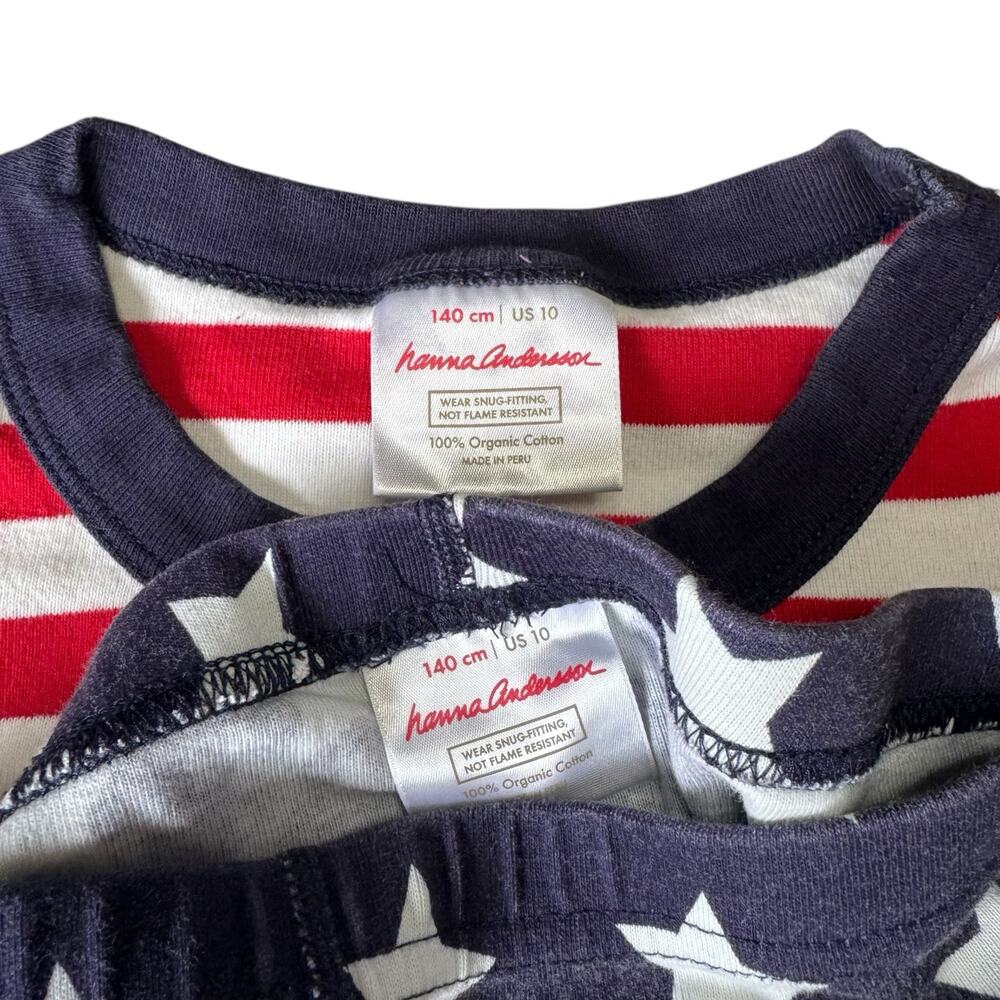 HANNA ANDERSSON American Flag Short John Pajama Set Size 10 140 Kid Cotton USA - Picture 6 of 6